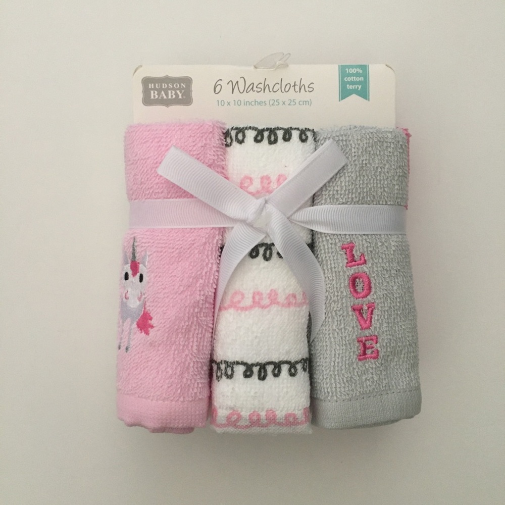NEW Baby Cotton Terry Washcloths Set of 6 Bath Time | Hudson Baby